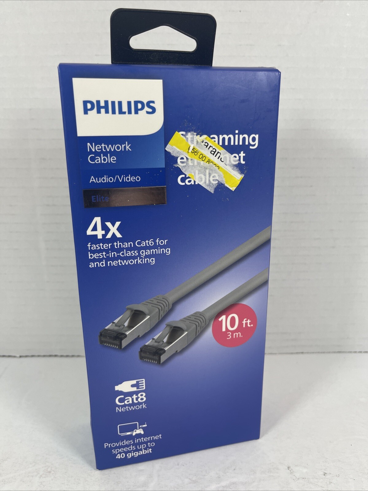 Philips Cat8 Streaming Ethernet Cable 40gbps 10ft 3m for Gaming Networking - NEW