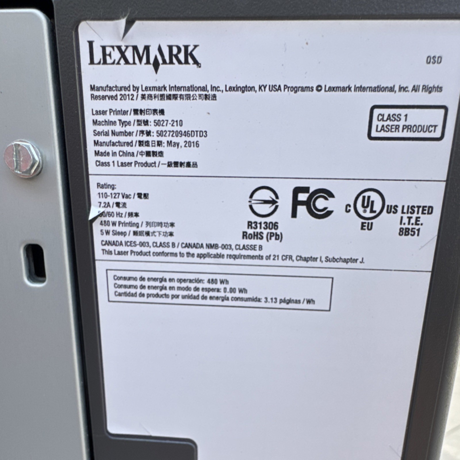Lexmark CS310n Color Laser Printer Lexmark CS Series Laser Color MPN 5027-210