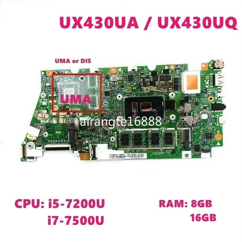 For Asus UX430UA UX430U UX430UQ U4100U U4100 UX430UN Laptop Motherboard