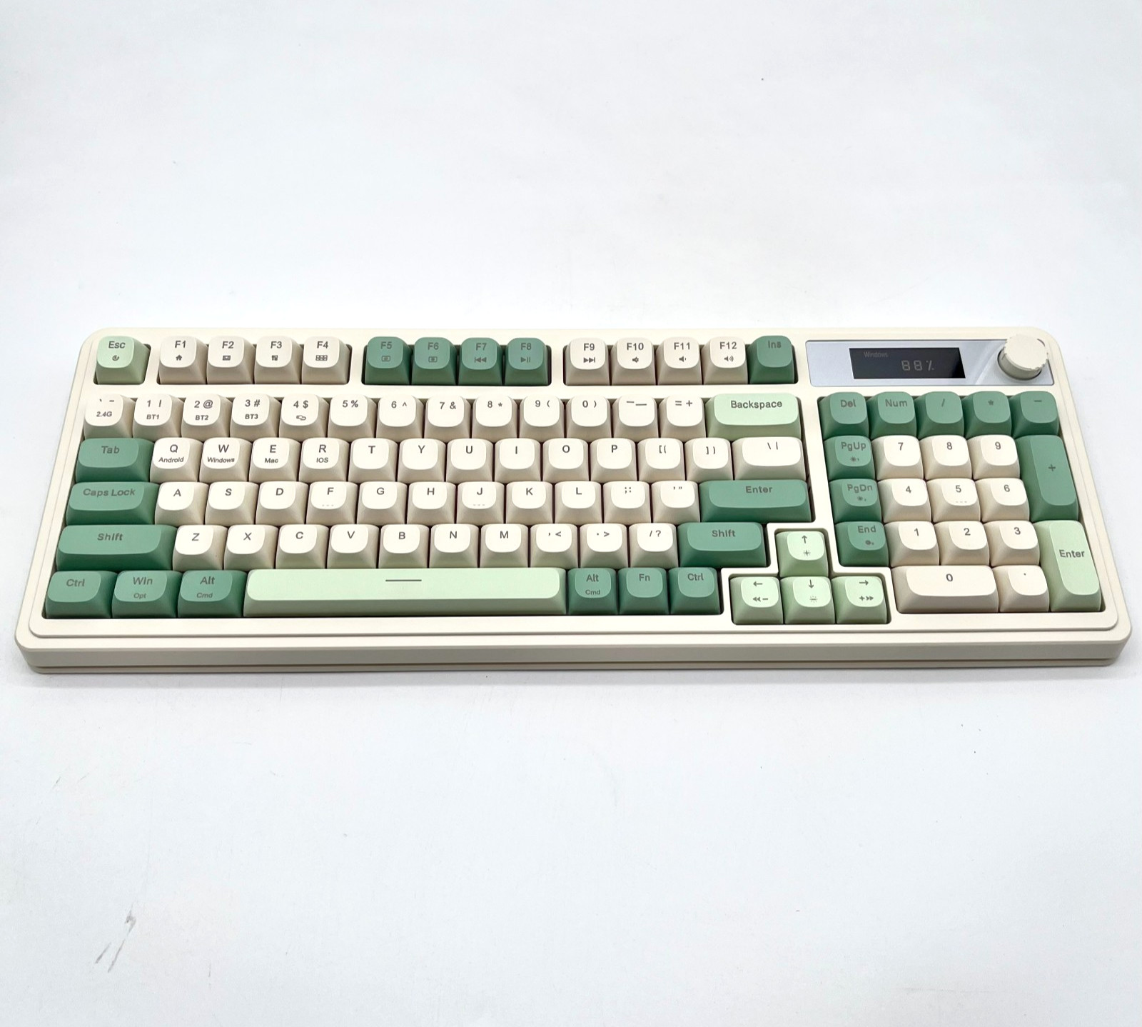 Aula S99 Pro Multifunctional Knob Wireless Gaming Keyboard: Green/Light Cream 