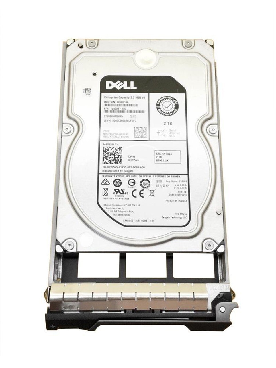 *Dell 0K7VW5 2TB HDD 7.2K RPM 3.5" SAS ST2000NM0045 DP/N: K7VW5* hard drive HDD