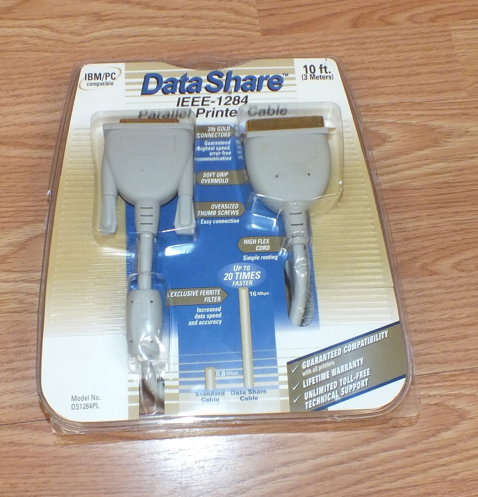 Genuine Data Share (DS1284PL) IEEE-1284 10 Foot Parallel Printer Cable **READ** 