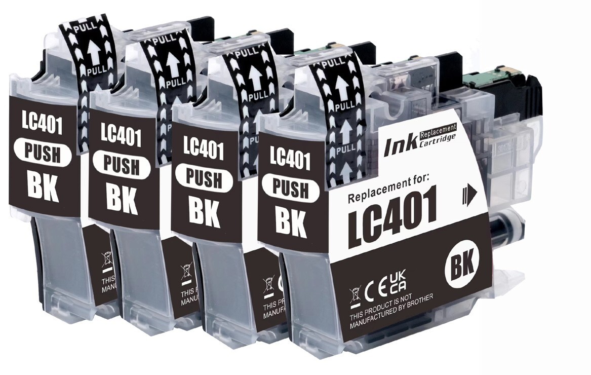 4P BLACK Premium Ink fits Brother LC401 MFC-J1010DW MFC-J1012DW MFC-J1170DW