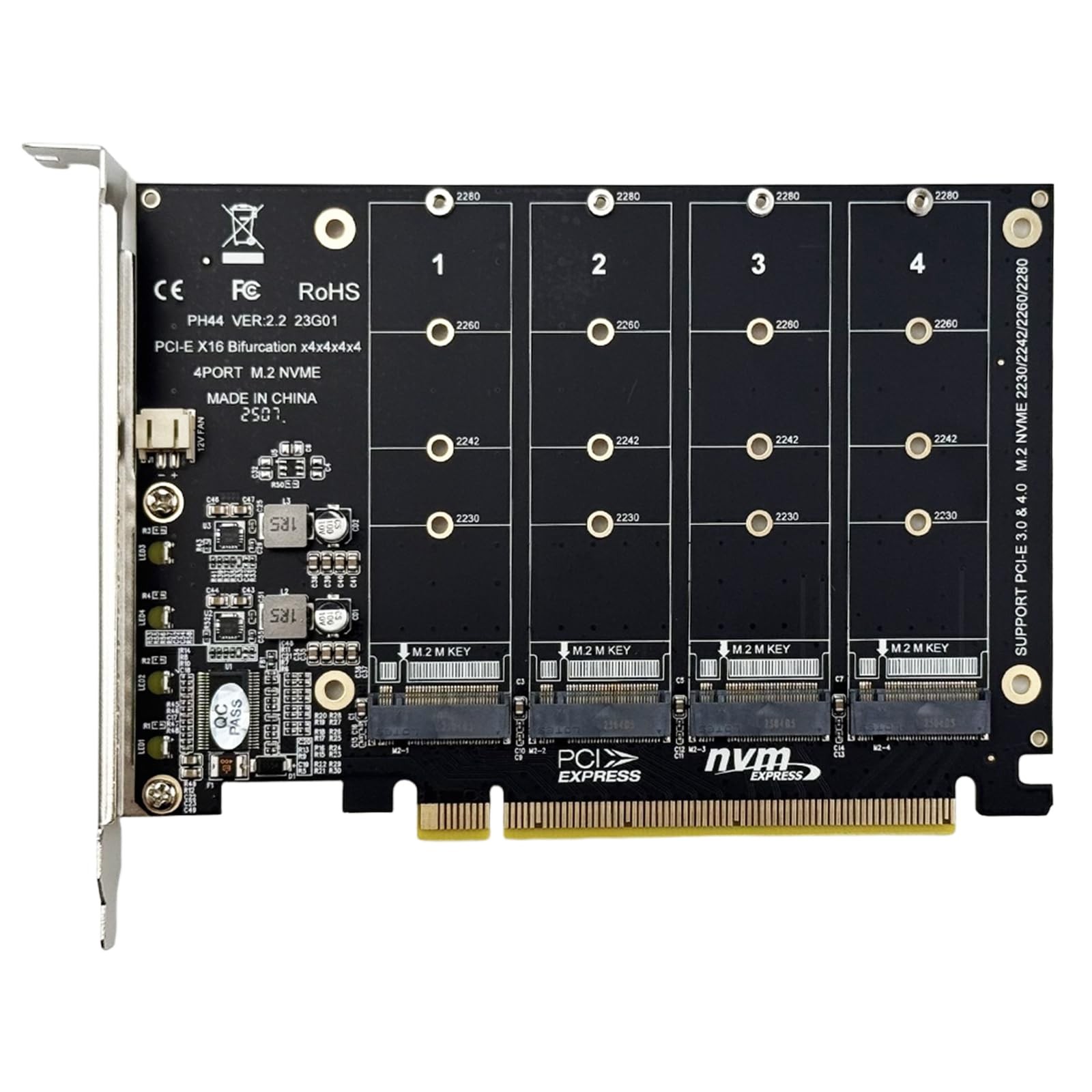 M.2 NVMe SSD To PCIE X16 Host Controller Expansion Adapter Card Board PH44