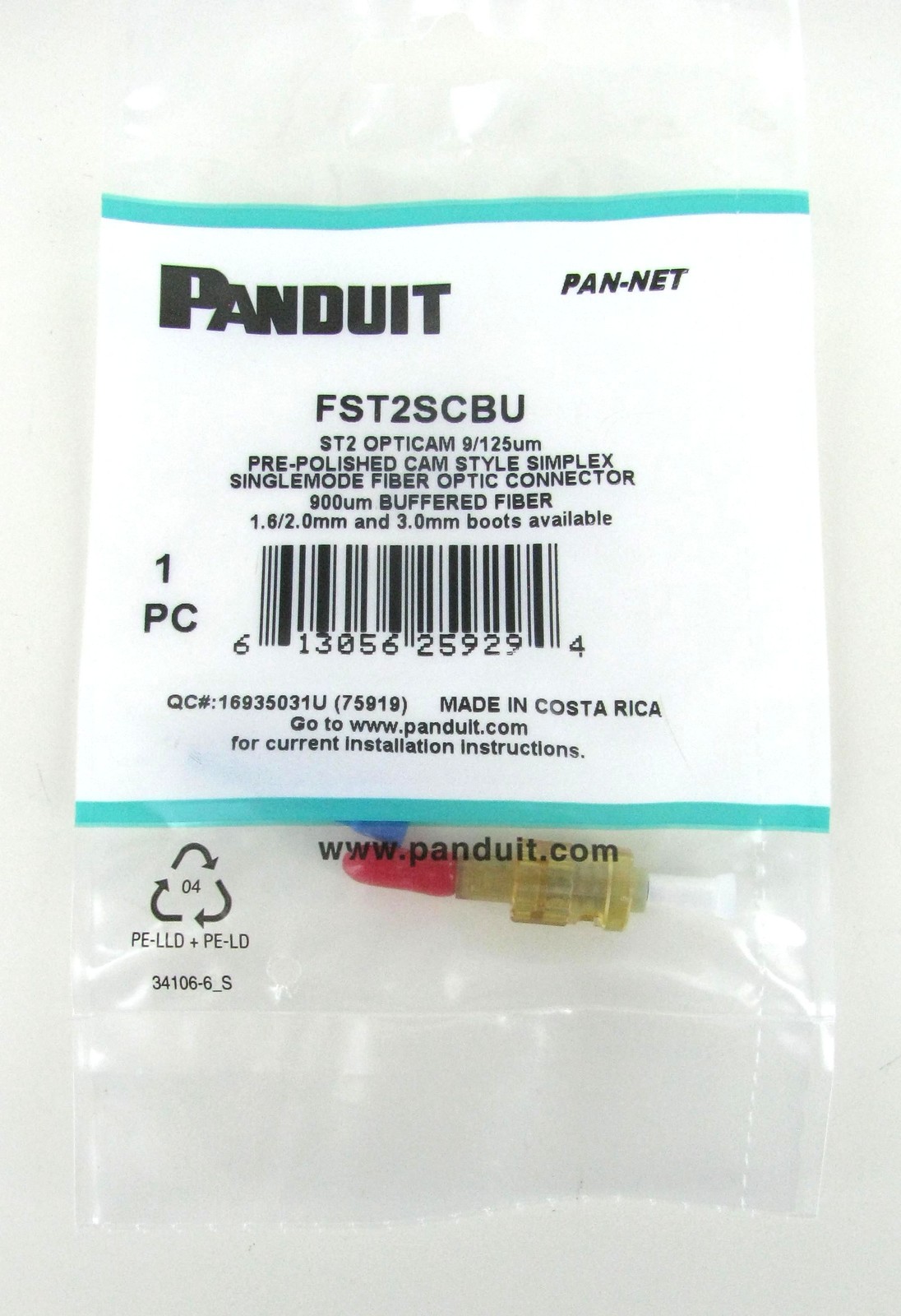 Panduit FST2SCBU OptiCam ST Simplex OS1/OS2 Singlemode Fiber Connector ~STSI