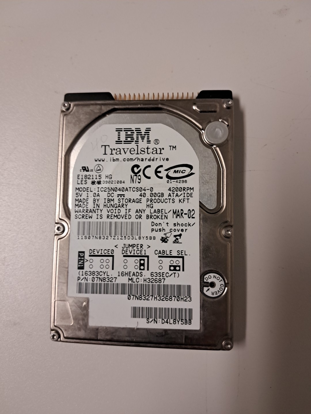 IBM Travelstar IC25N020ATCS04-0 20GB Laptop IDE