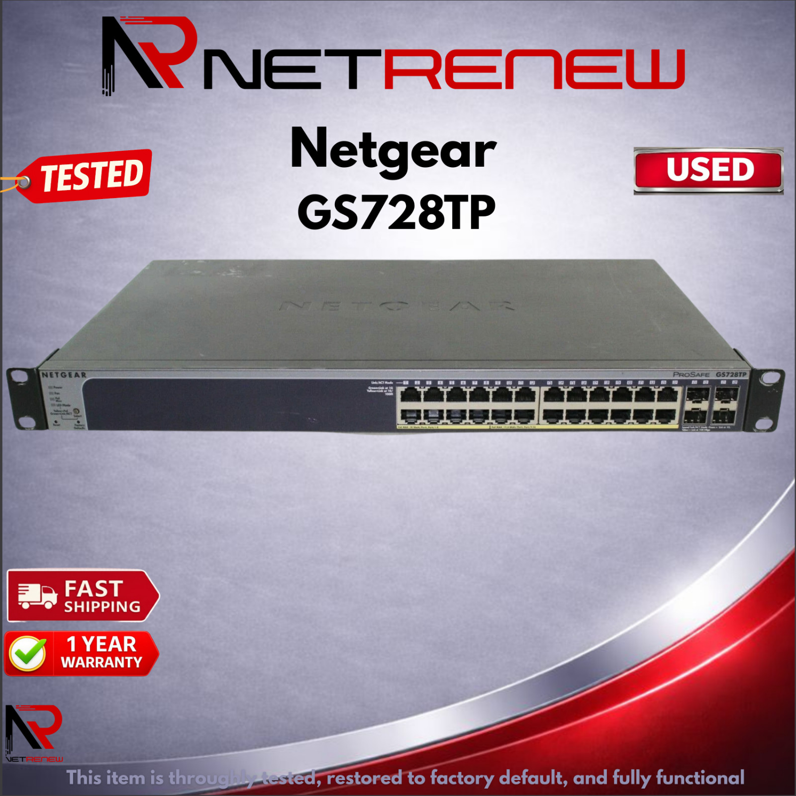 Netgear ProSafe GS728TP Gigabit Smart Switch 24 Port PoE