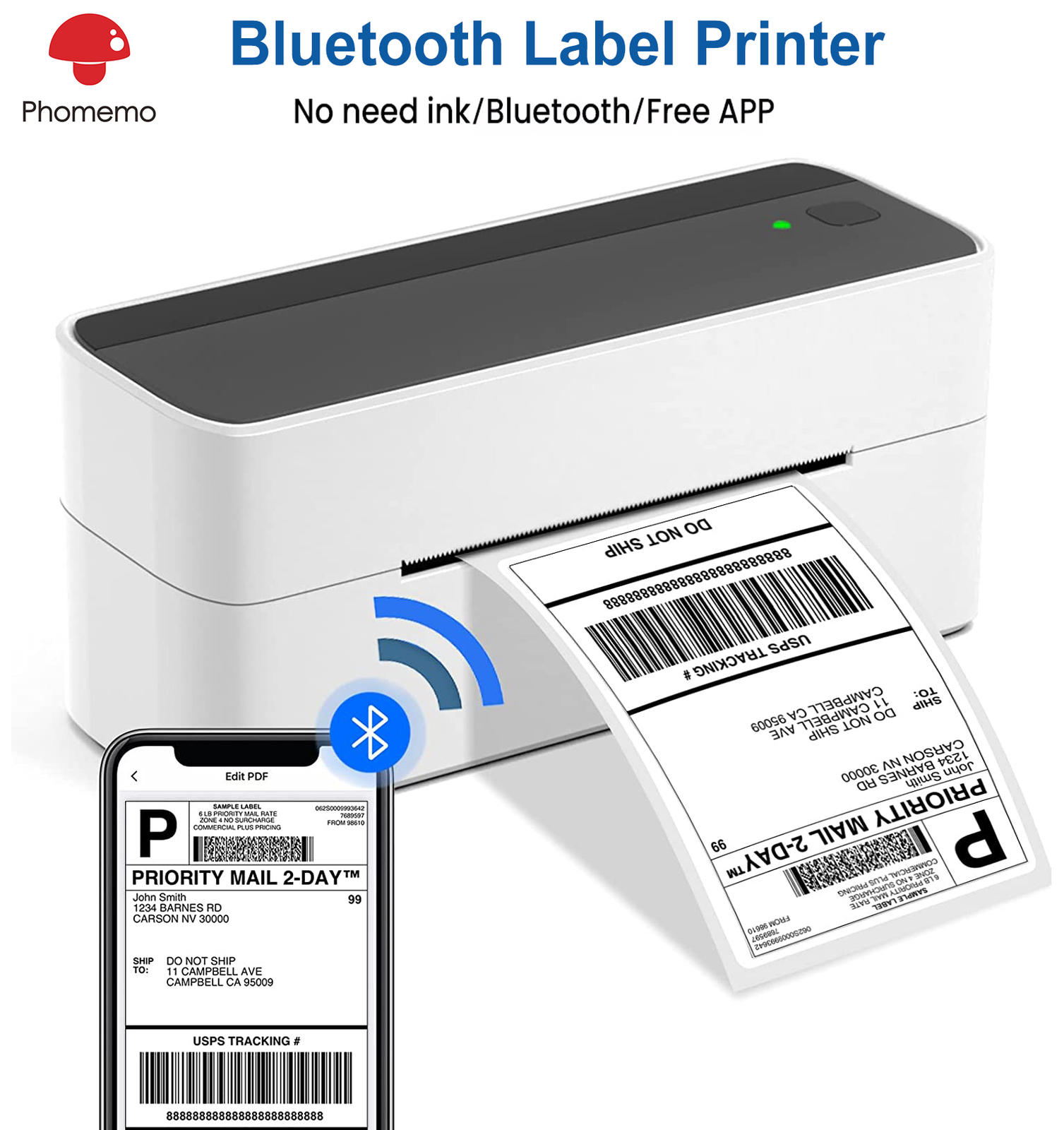 Phomemo 4x6 Thermal Label Printer Bluetooth/USB shipping Label printer USPS lot