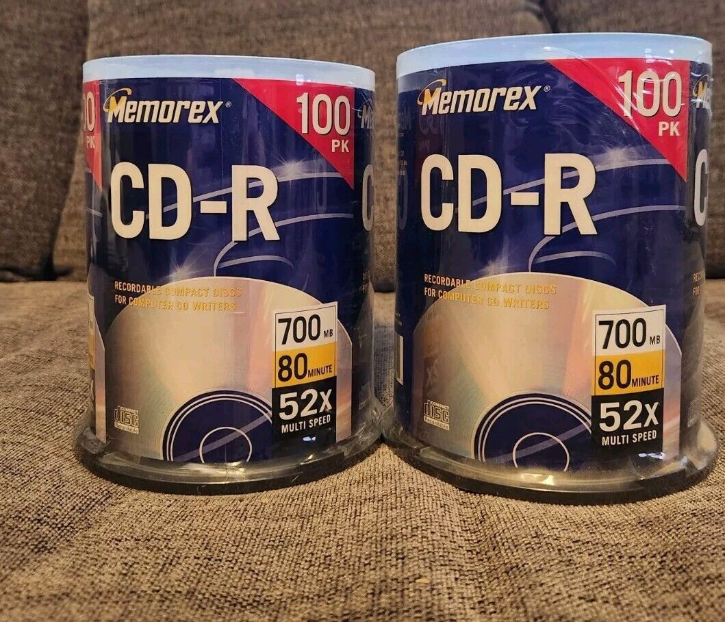 Lot Of 2 Memorex CD-R 48x 700MB 80-Minute 100 Pack New Sealed