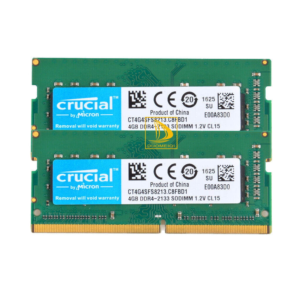 8GB Crucial 2X 4GB PC4-17000S DDR4 2133MHz Laptop Sodimm Memory CT4G4SFS8213 @25