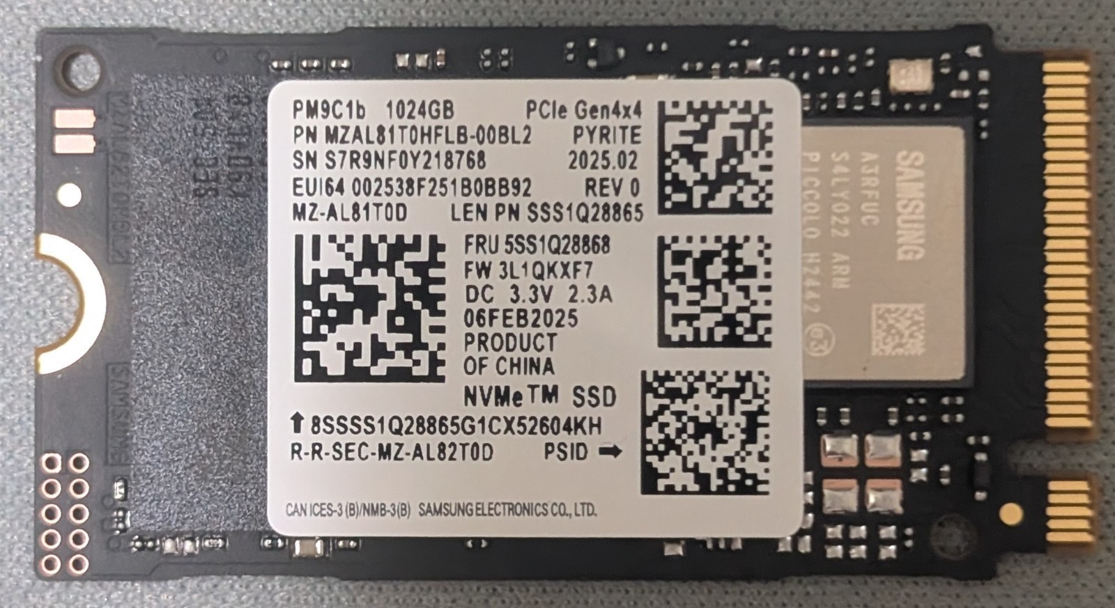 Samsung PM9C1b MZAL81T0HFLB 1TB SSD M.2 2242 PCIe Gen 4 x 4 w/ 2280 Adaptor