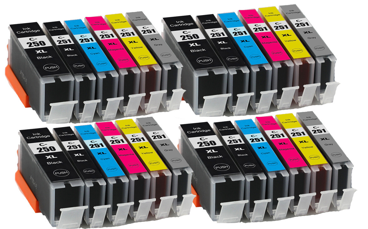 24PK XL Ink Replacement for PGI-250 CLI-251 Canon Pixma iP8720 MG7120 MG7520