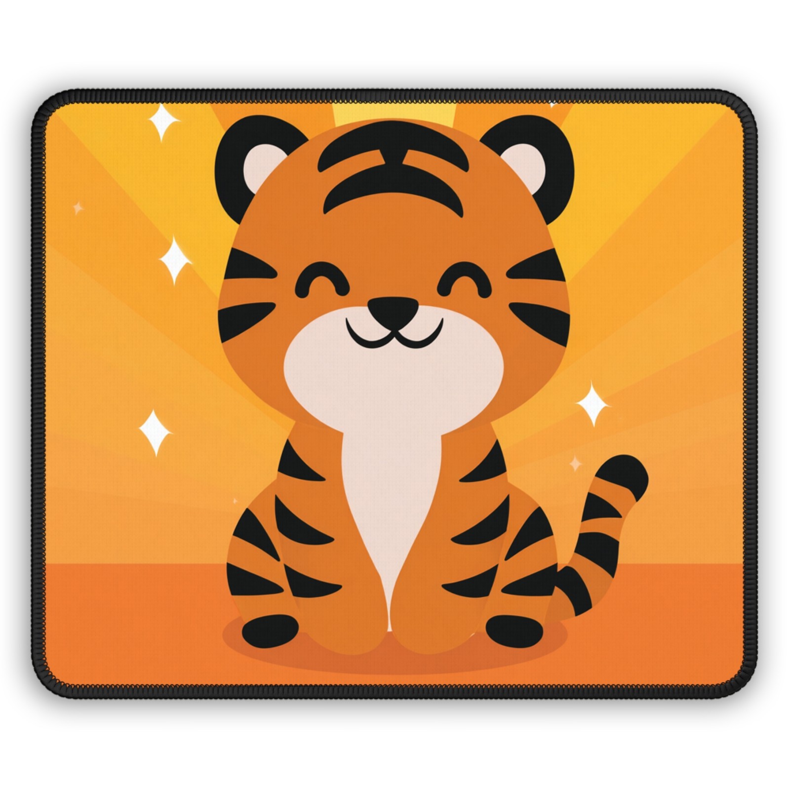 Cute Smiling Tiger Gaming Mouse Pad | Orange Cartoon Cat Desk Mat