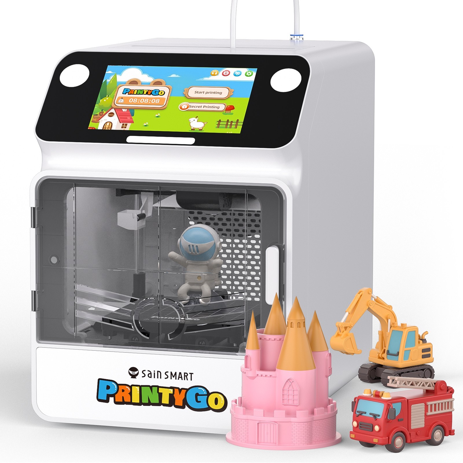 SainSmart PrintyGo Mini 3D Printer for Kids, 600mm/s Auto Leveling Printer