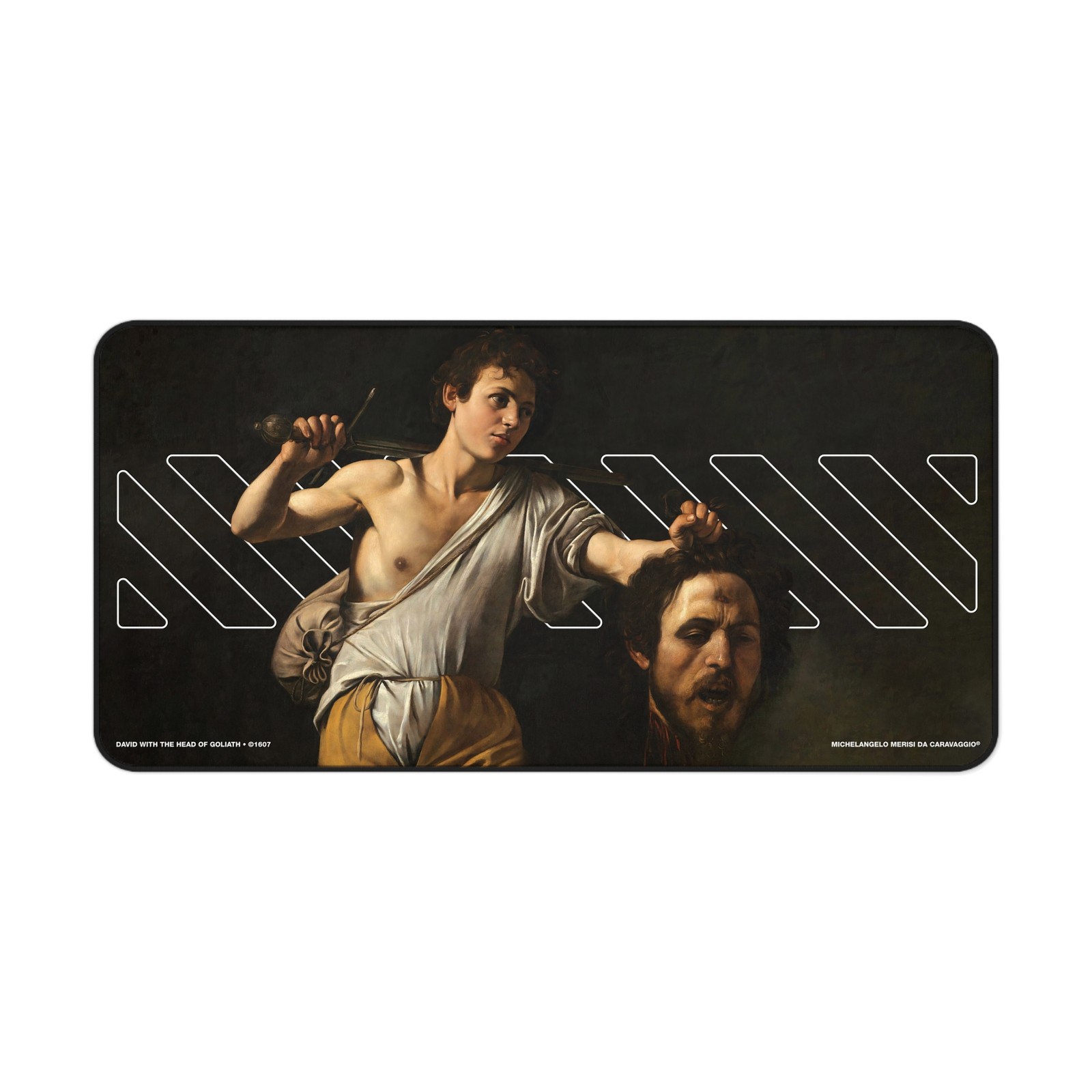 David v. Goliath Large Art Desk Mat, Renaissance Painting Style Gaming Mouse Pad