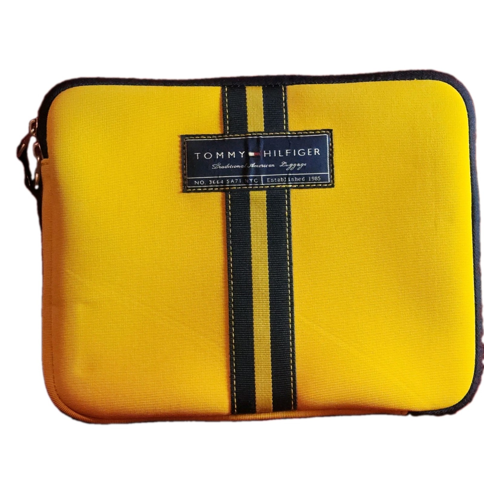 ​Tommy Hilfiger Yellow Navy Padded Tech Sleeve iPad Tablet Travel Case 10x8