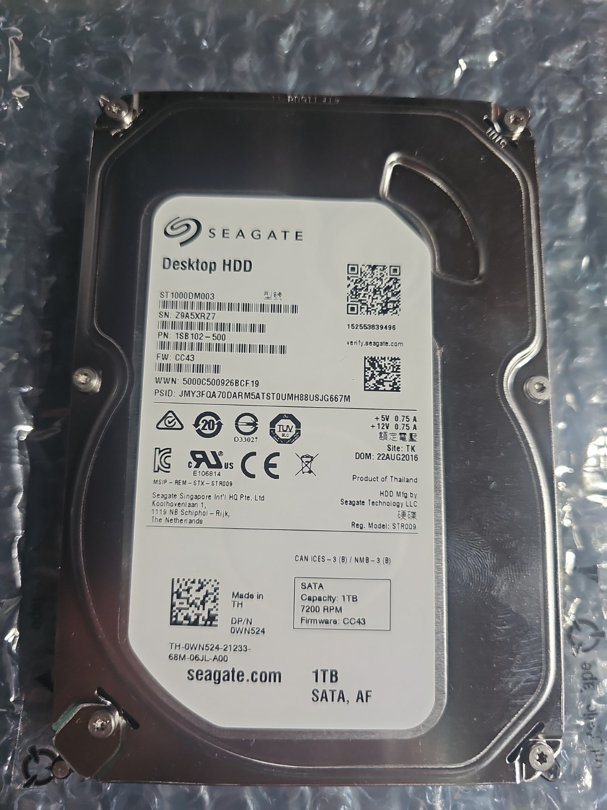 SEAGATE ST1000DM003 1SB102 1TB 7.2K RPM 6Gb/s SATA 3.5" HDD 100% Health #r46