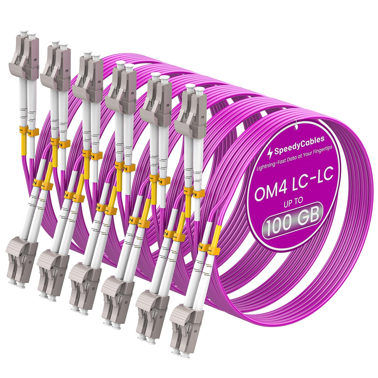 6 Pack 10 FT OM4 Fiber LC To LC Multimode Patch Cable 3M Network Cord