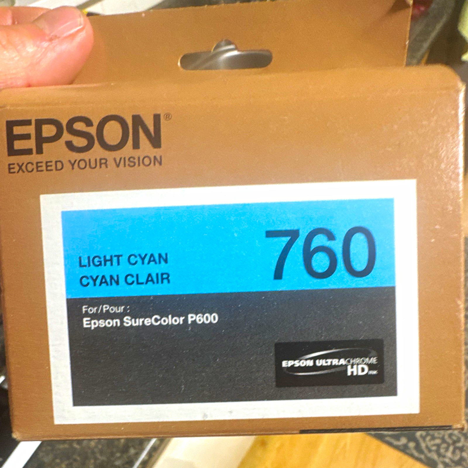 Epson Genuine 760 Light Cyan Ink Cartridge for SureColor P600 Inkjet