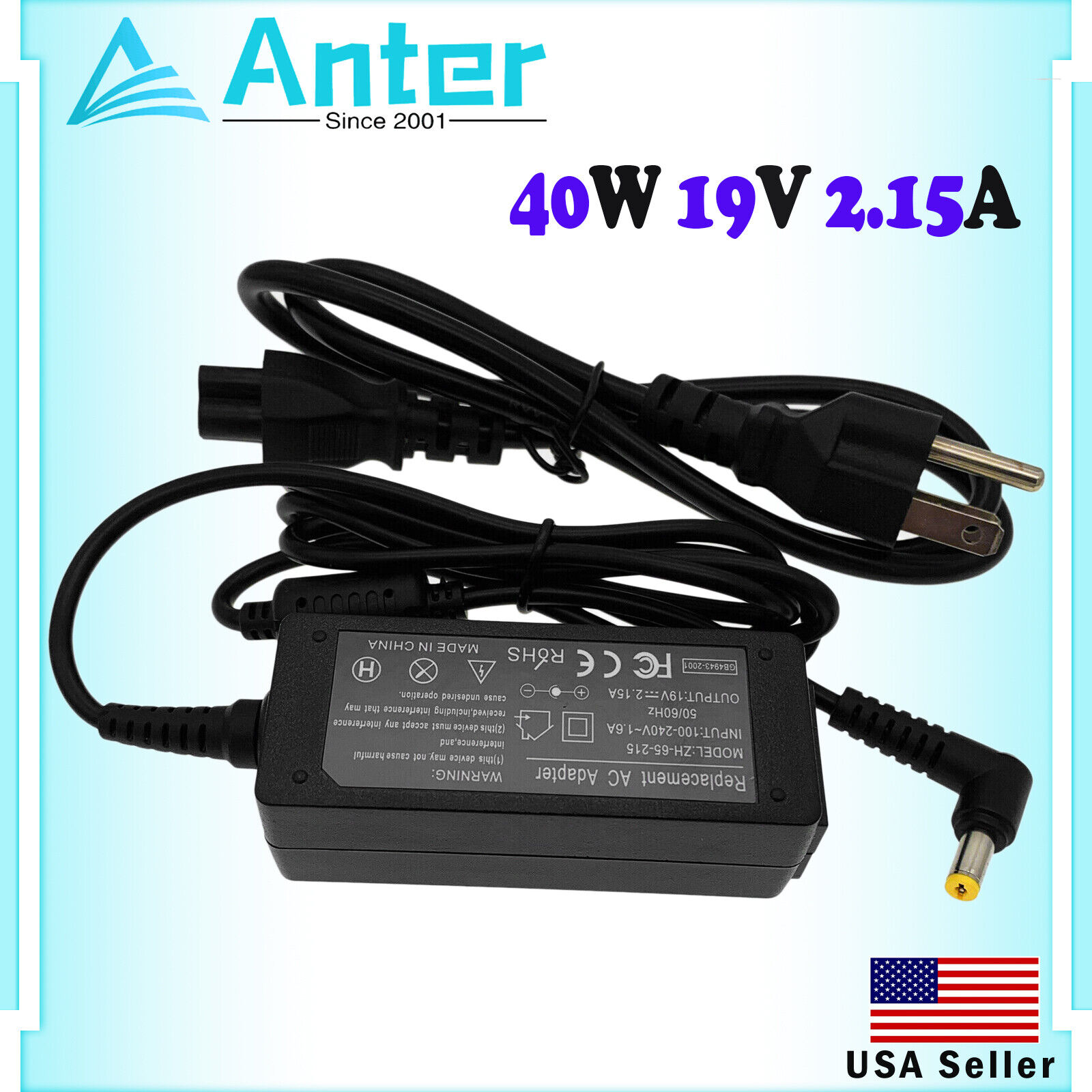AC Adapter Charger for Acer Monitor G236HL H236HL S230HL S231HL Power Supply 40W