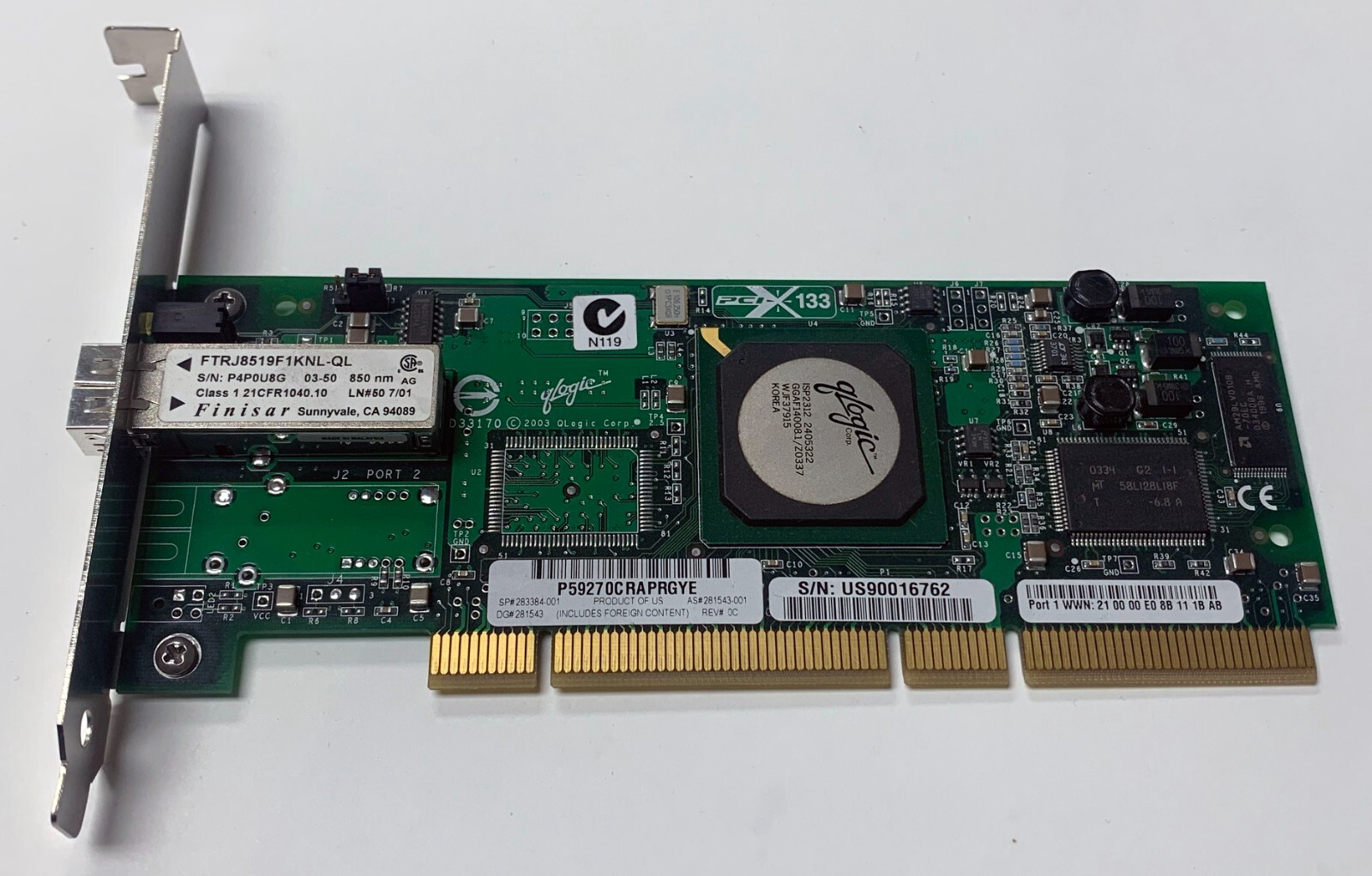 QLogic ISP2312 FiberChannel Interface Card 133 MHz PCI-X 283384-001