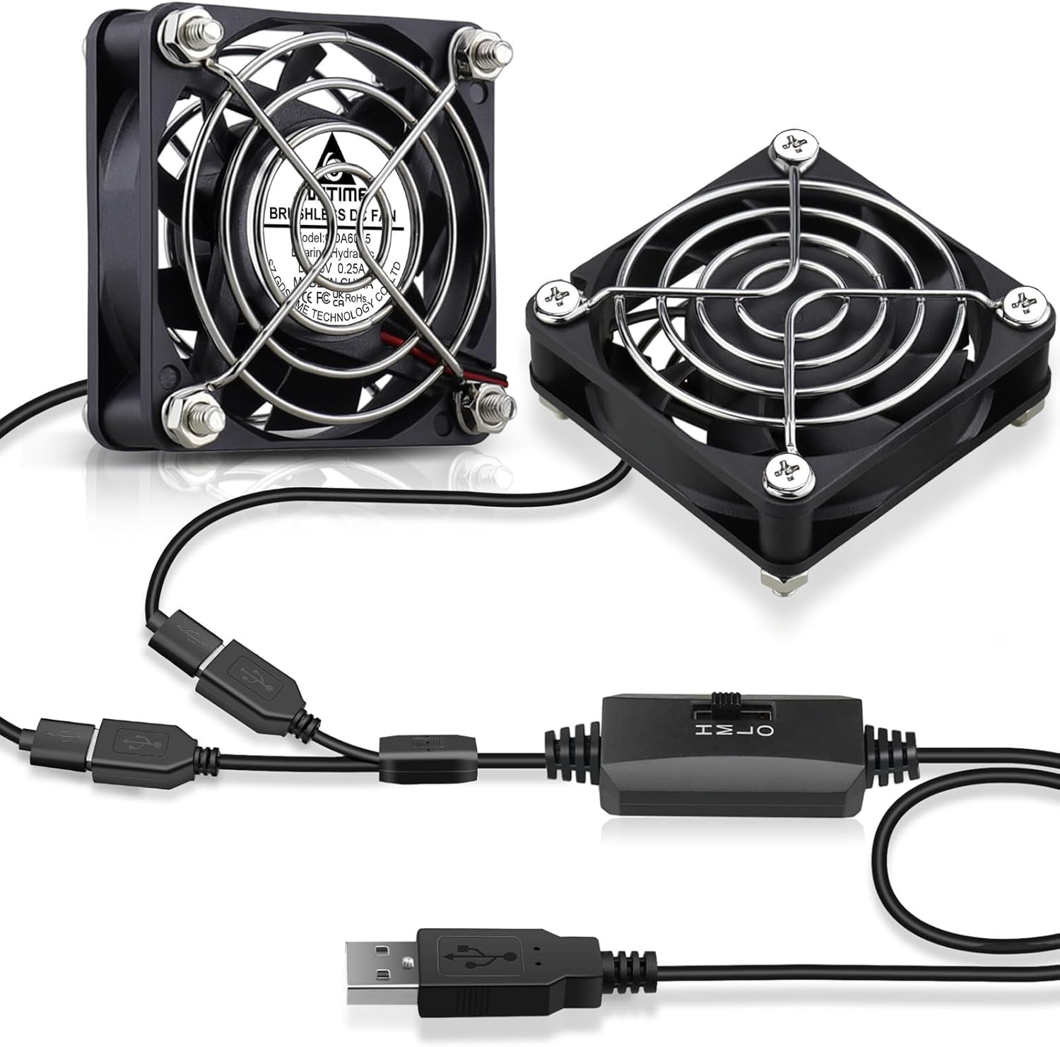 2-Pack 60Mm X 15Mm USB Fan with 3 Speed Control, 5V Brushless DC Cooling Fans fo