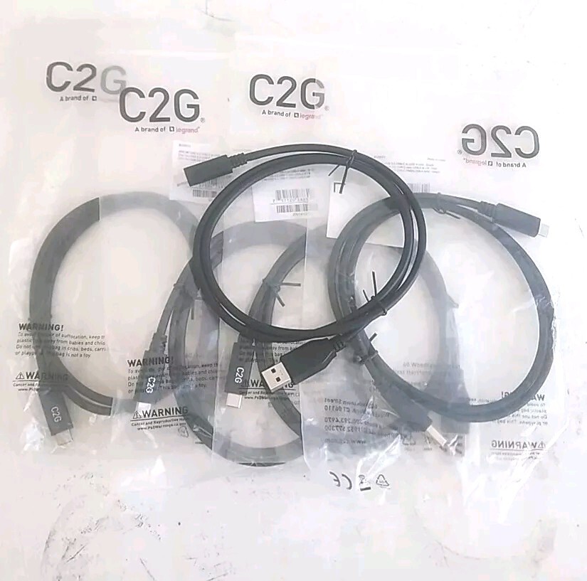 ( Pack Of 5 ) C2G 3ft USB 3.0 Type C to USB A - USB Cable Black M-M #28831