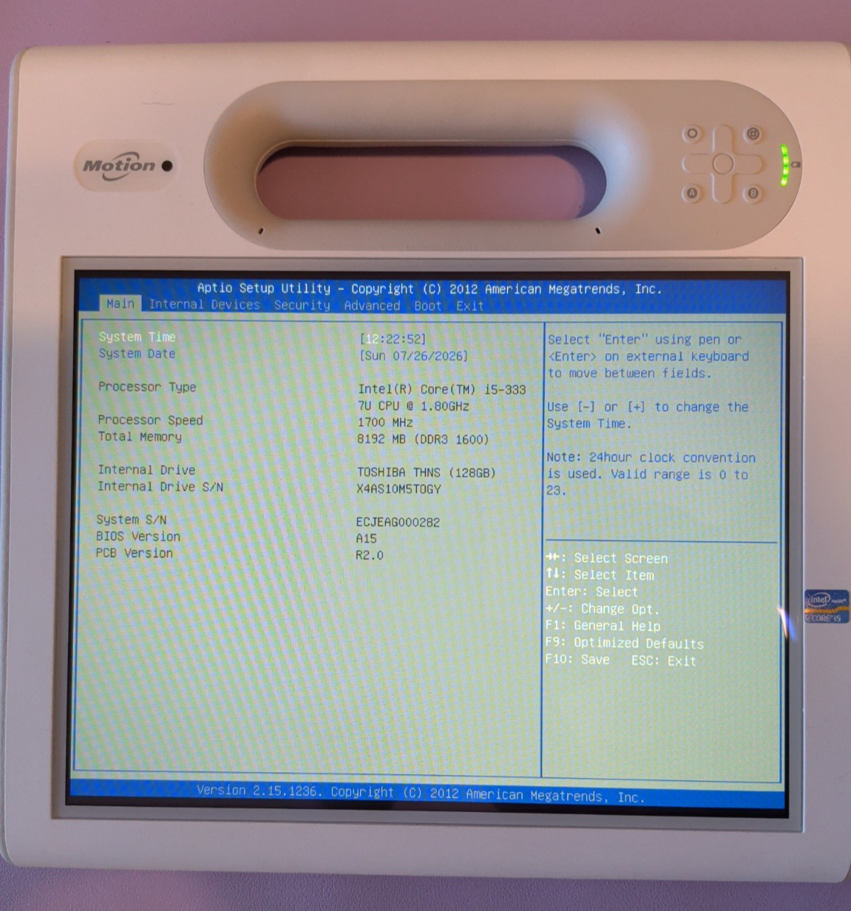 Motion Computing Mc-c5m Intel Core i5-3337u 8Gb RAM 128GB SSD Tested