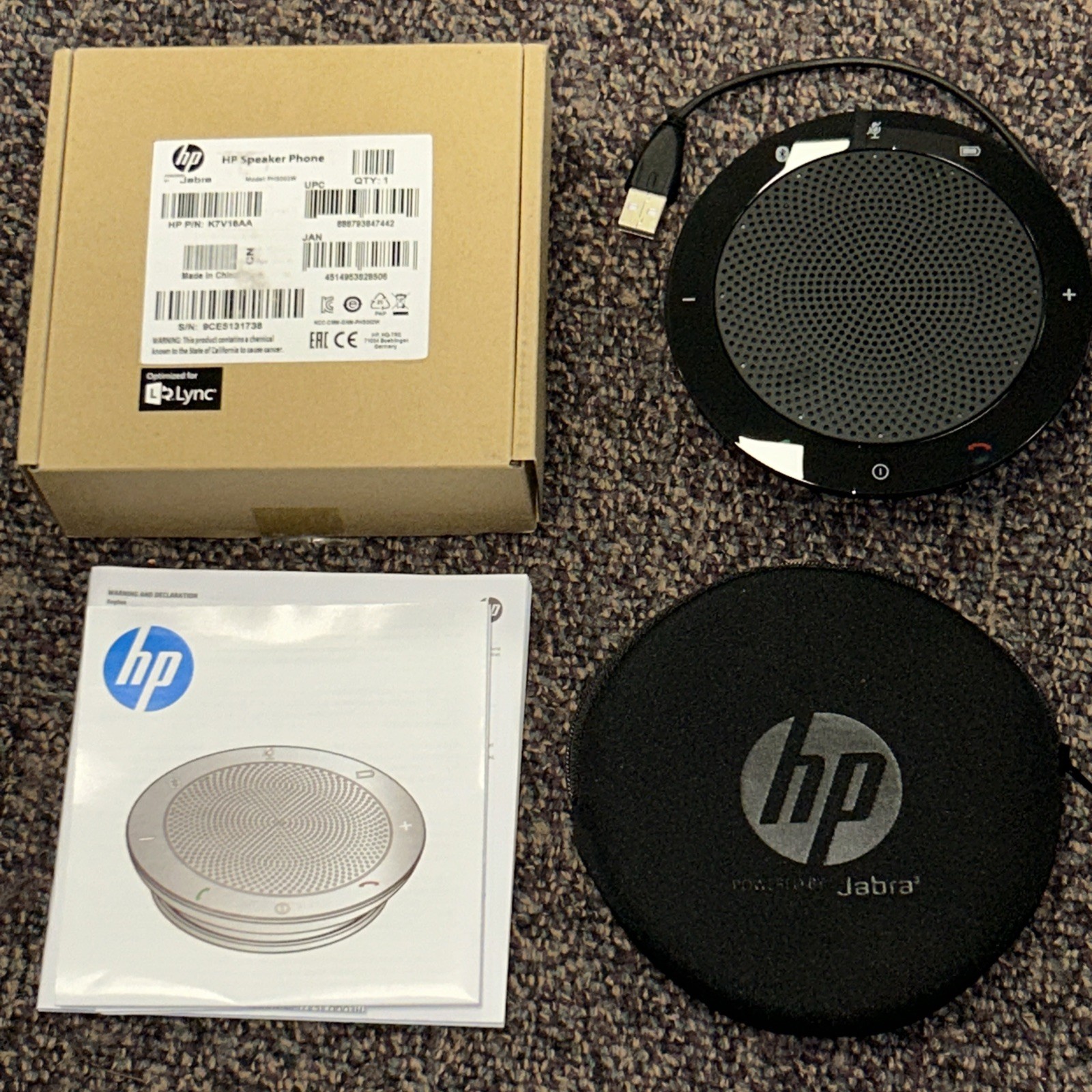HP Jabra Speak 510 PHS002W Bluetooth USB Conference Speakerphone w/ Carry Case