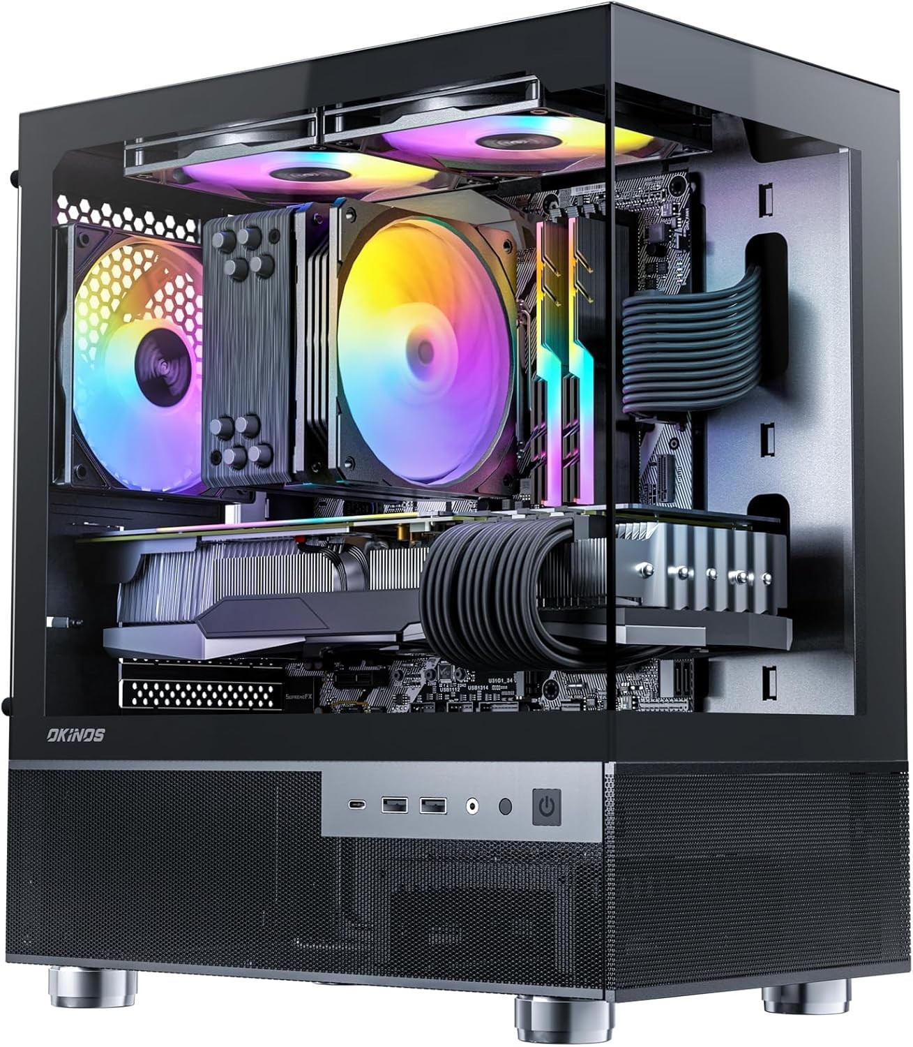 Aqua 3 Micro ATX Case - Panoramic Tempered Glass & 3 ARGB Fans