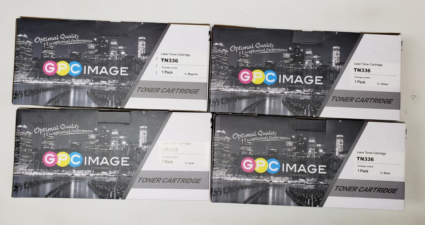 GPC Image TN-336 Black/Cyan/Magenta/Yellow Laser Toner Ink Cartridges -Pack of 4