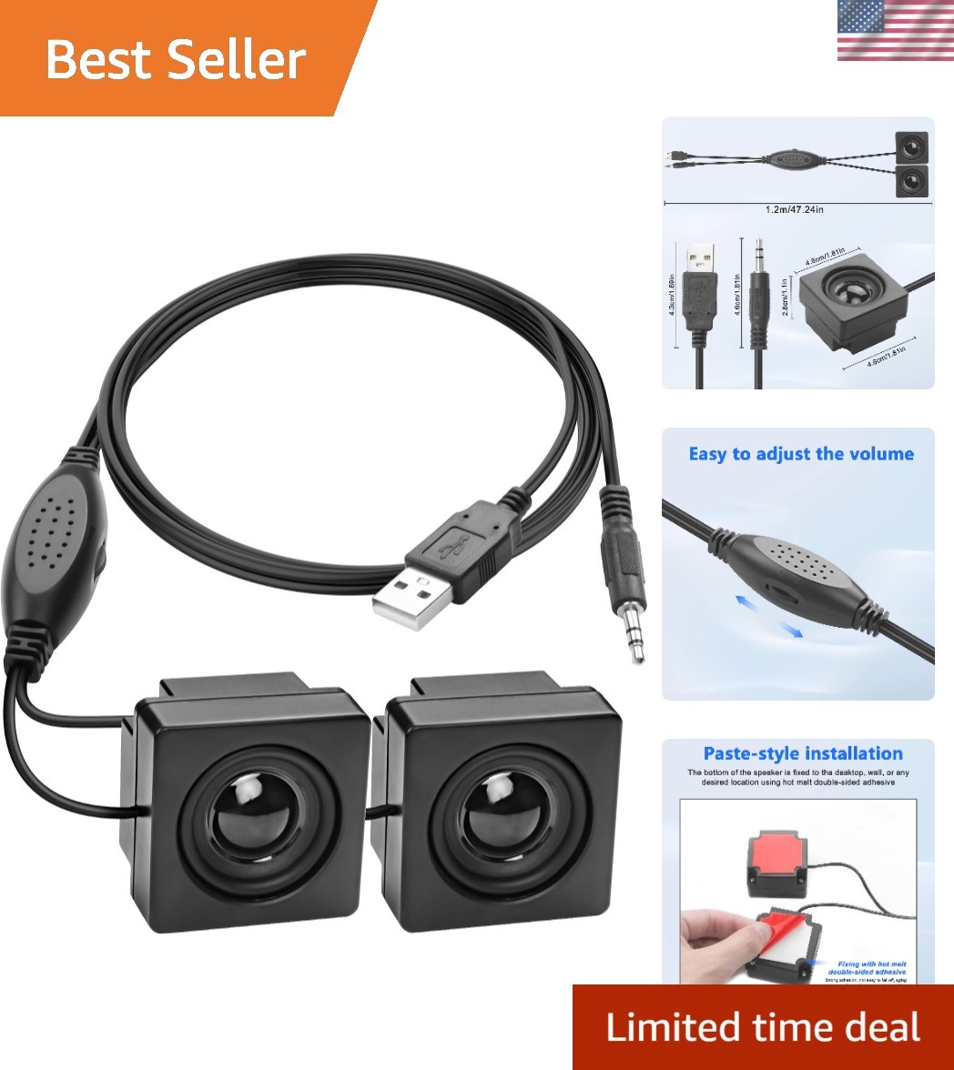 Mini Computer Speaker for Desktop PC 3.5mm TRS Input -1.2M/3.9FT