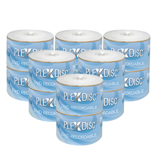 600 PC PlexDisc 16X 4.7 GB DVD-R White Inkjet Hub Printable Disc 632-210