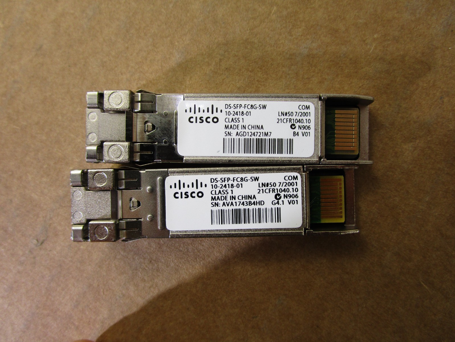 Lot of 24 Cisco 10-2418-01 DS-SFP-FC8G-SW 2/4/8-Gbps SFP+ Transceiver Modules