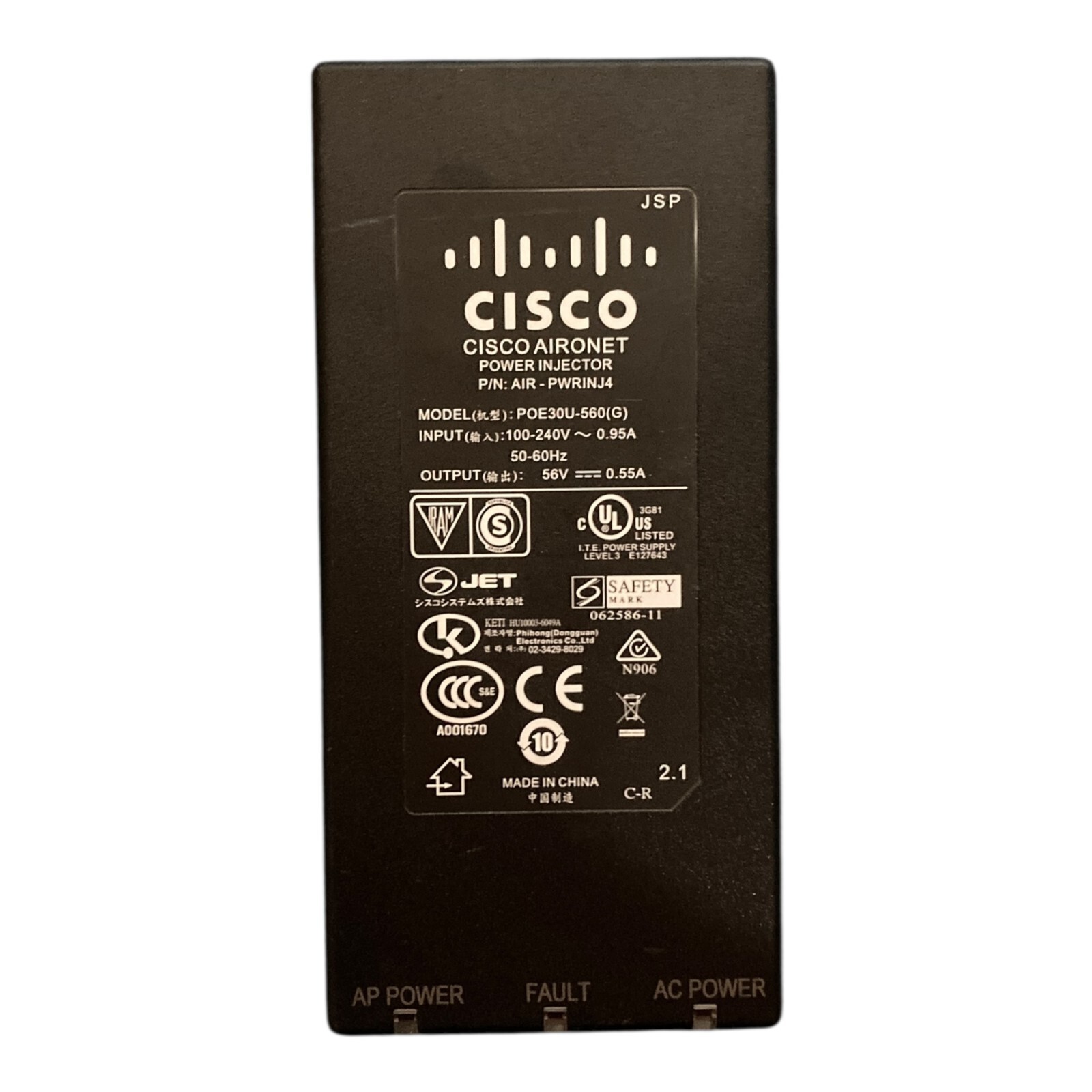 Cisco AIRONET POE30U-560(G) Power Module Adapters AIR-PWRINJ4 – Power Injector