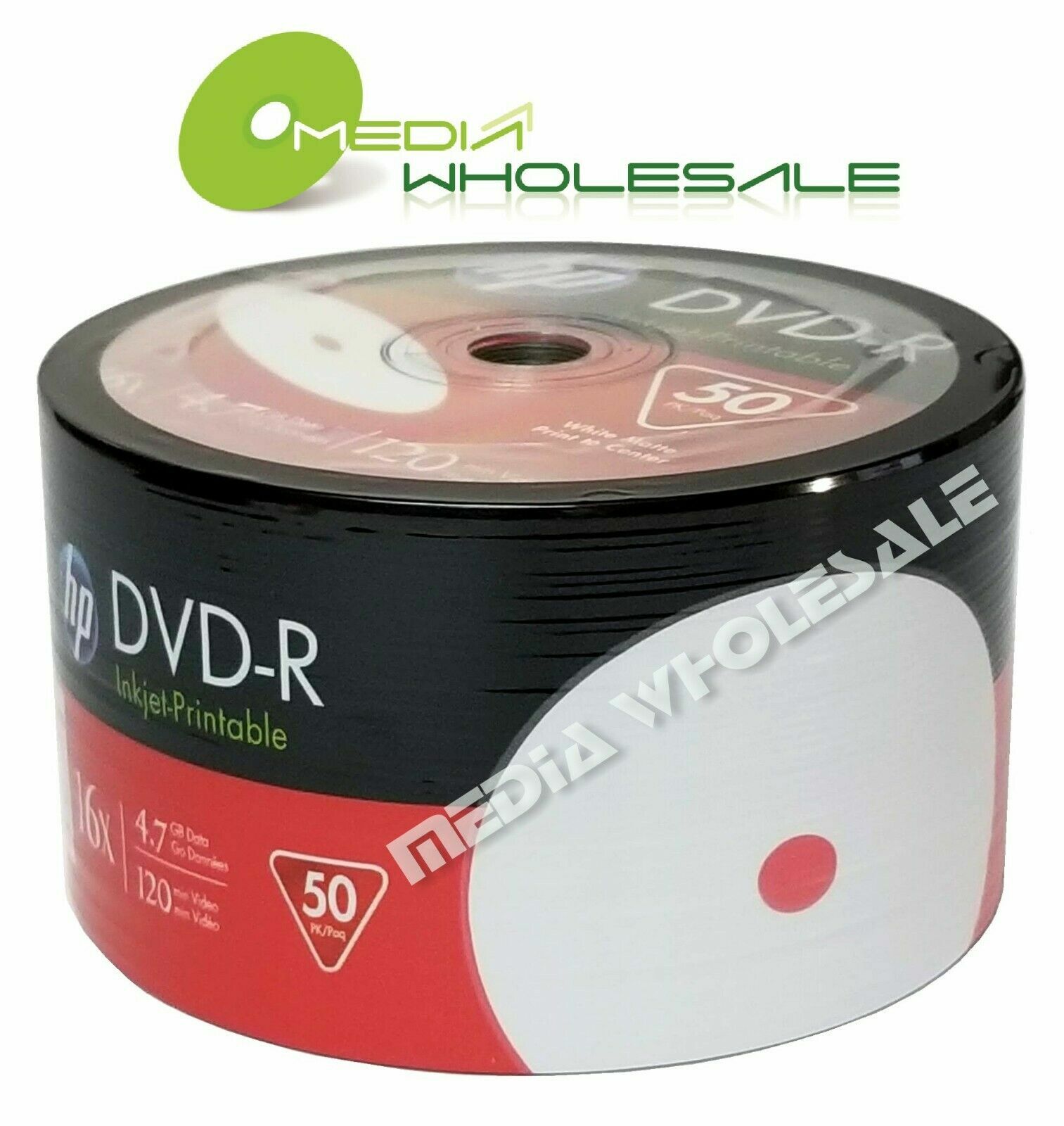 500 HP Blank 16X DVD-R DVDR White Inkjet Hub Printable 4.7GB Disc 10x50pk