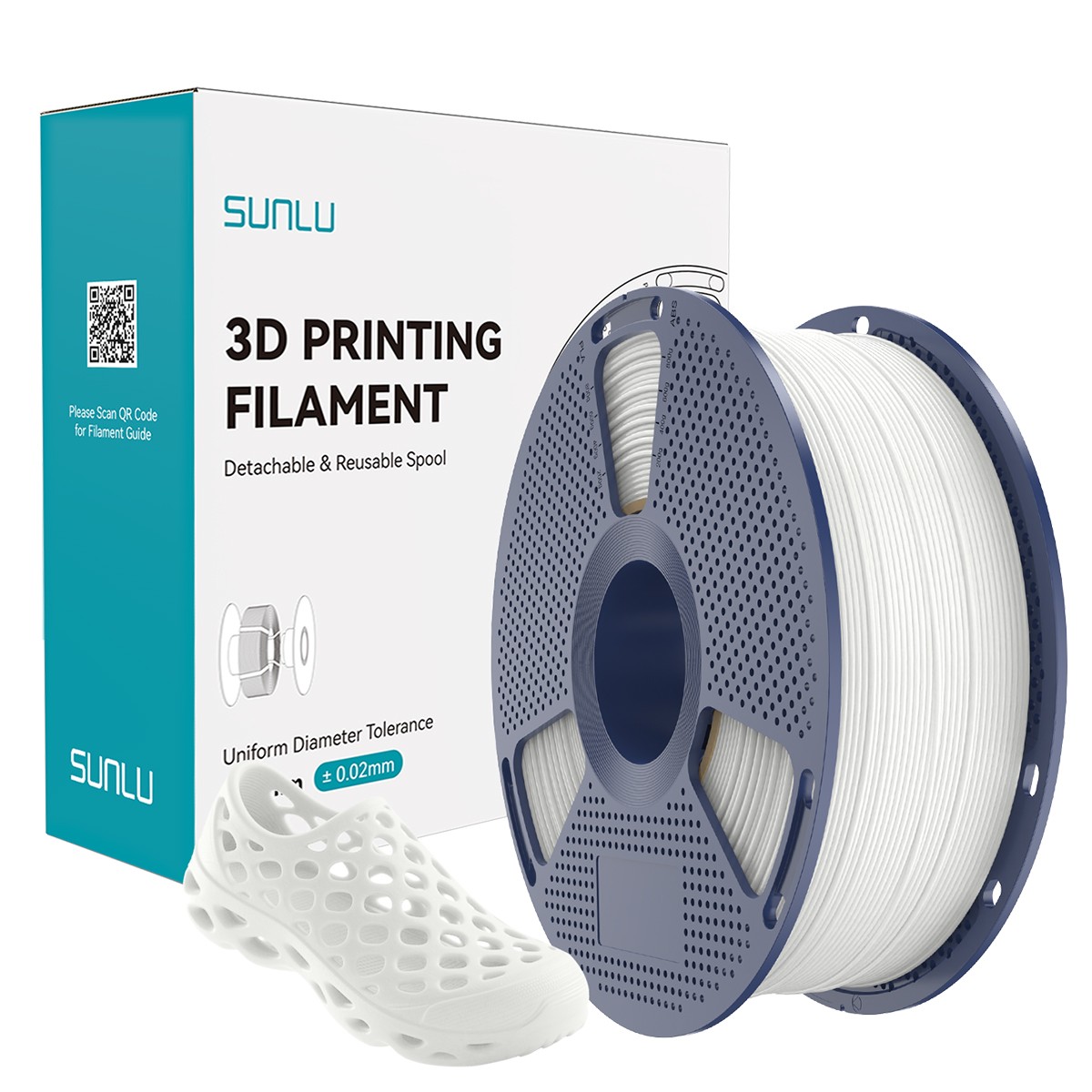 SUNLU 90A TPU White 3D Printer Filament 1.75mm TPU 1KG Flexible TPU 90A Softer