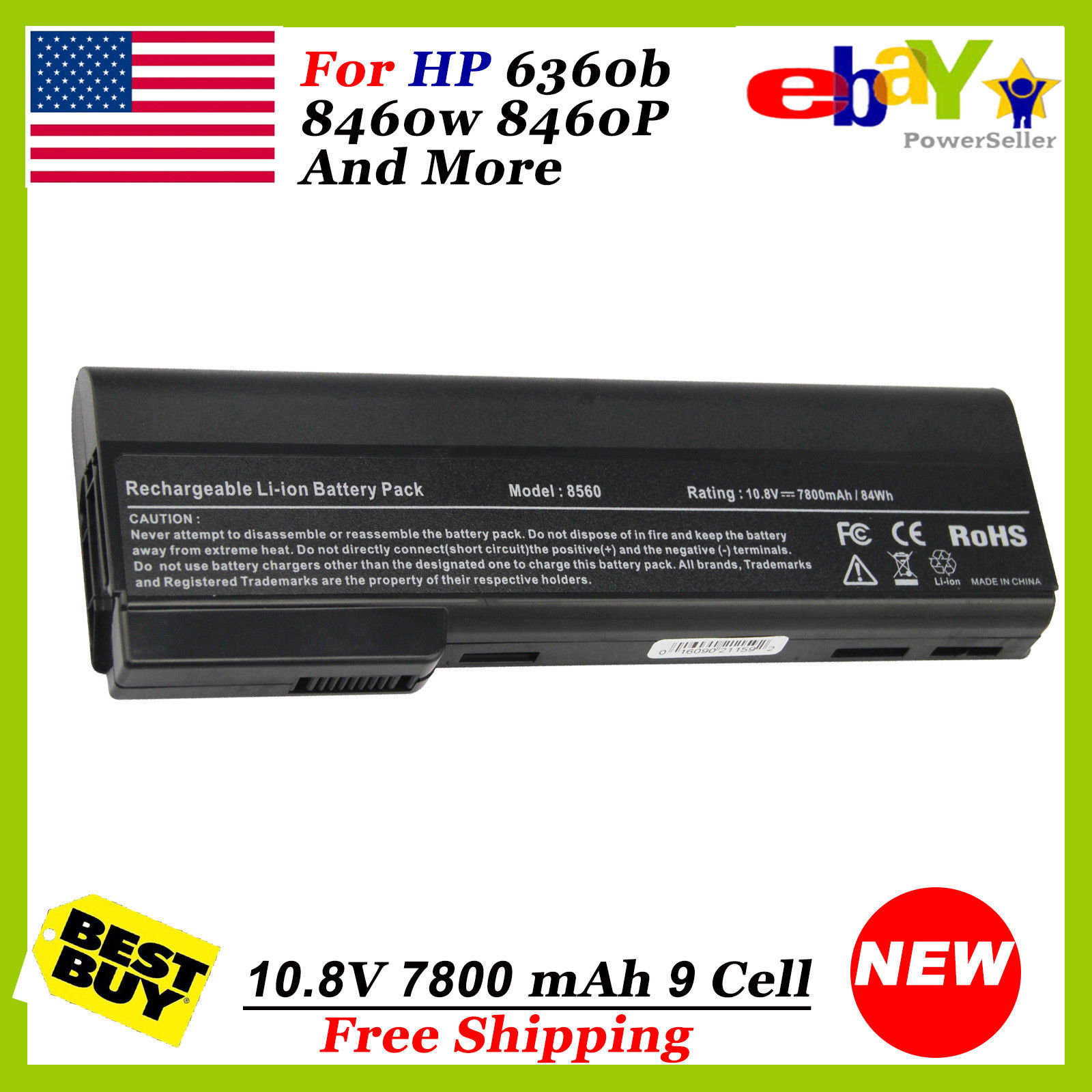 9 Cell Laptop Battery for HP 8460W 8460P 8560P 6560b 6460b 6360b CC06 