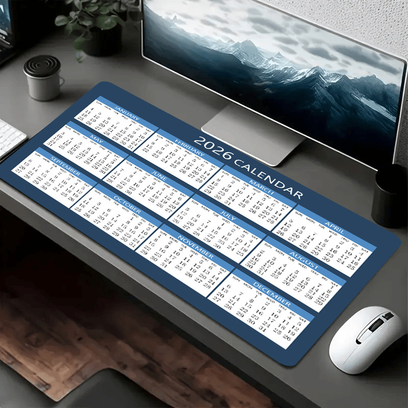 The 1pc Large Mouse Pad, Designed with a 2026 Calendar, Has a Non-Slip Base An