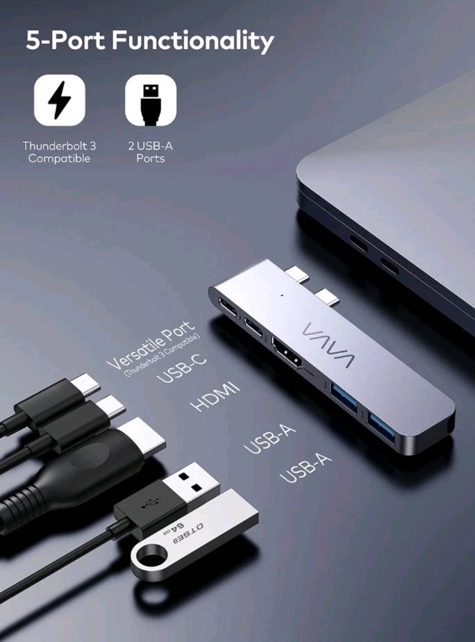 Vava VA-UC019 5-Port USB Type-C Hub for MacBook Pro Air 100W