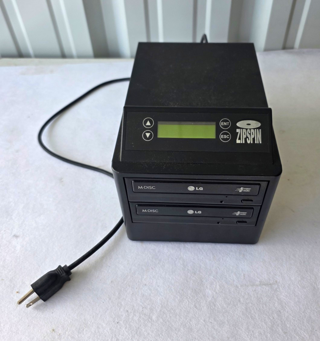 ZipSpin 2-Target CD/DVD Duplicator M-DISC Read/Write Standalone, Black
