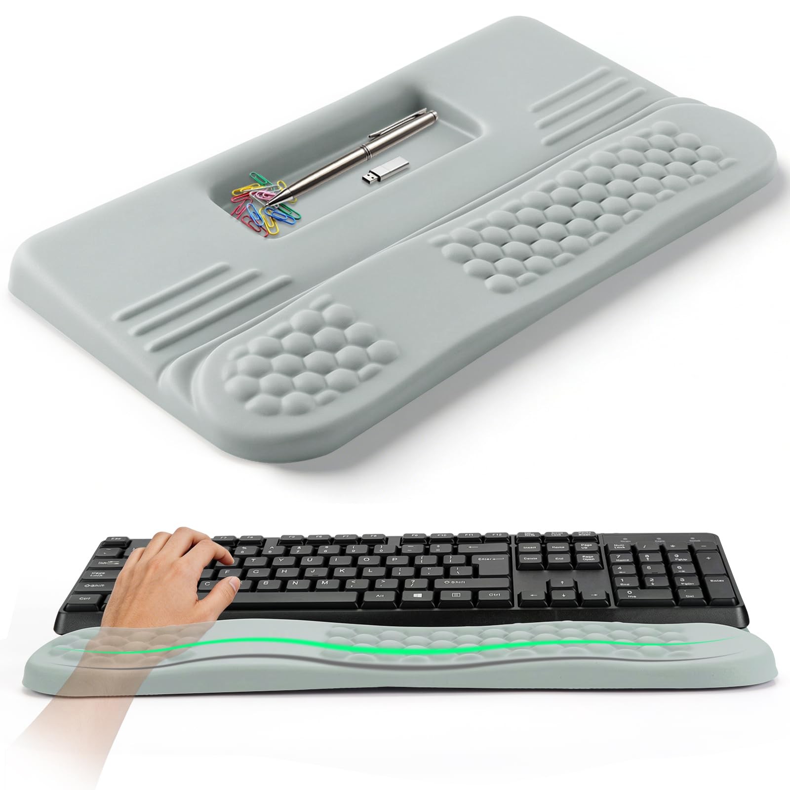 2in1 Ergonomic Wave Wrist Rest Pad Keyboard Stand Computer Support Desk