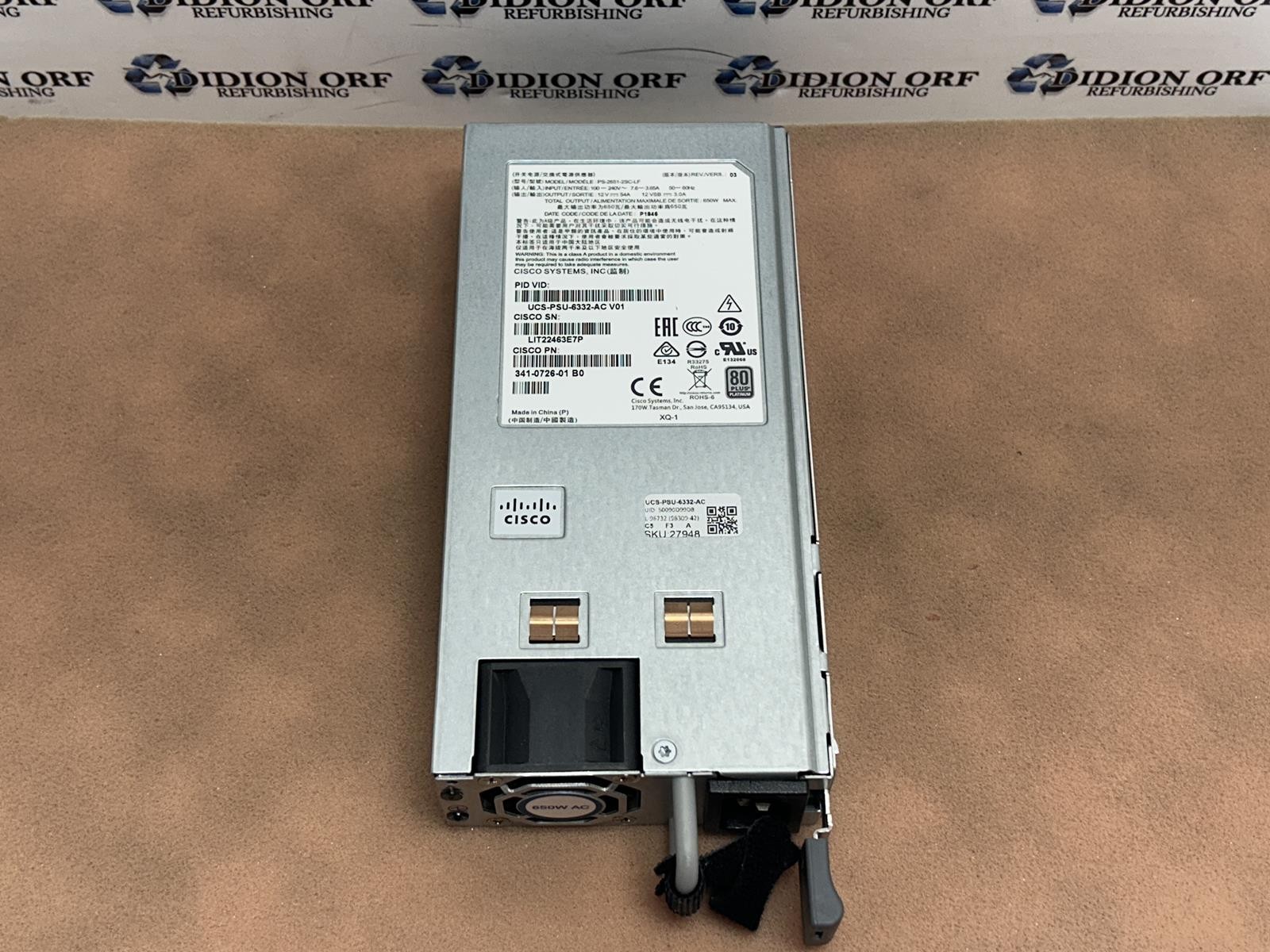Cisco UCS-PSU-6332-AC 650W AC Power Supply Grade A SKU 27948