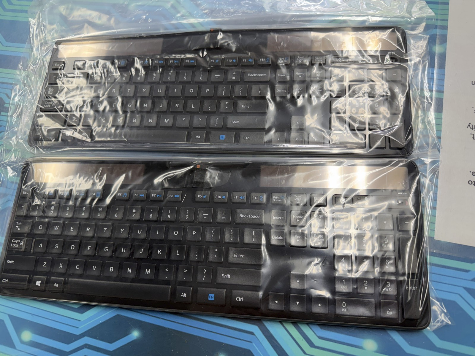 Lot of 2 Logitech K750 Wireless Solar Keyboard + 2 matching receivers