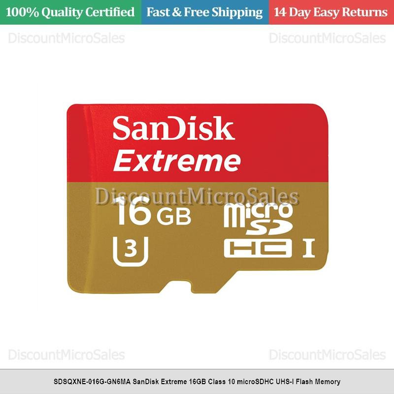 SDSQXNE-016G-GN6MA SanDisk Extreme 16GB Class 10 microSDHC UHS-I Flash Memory