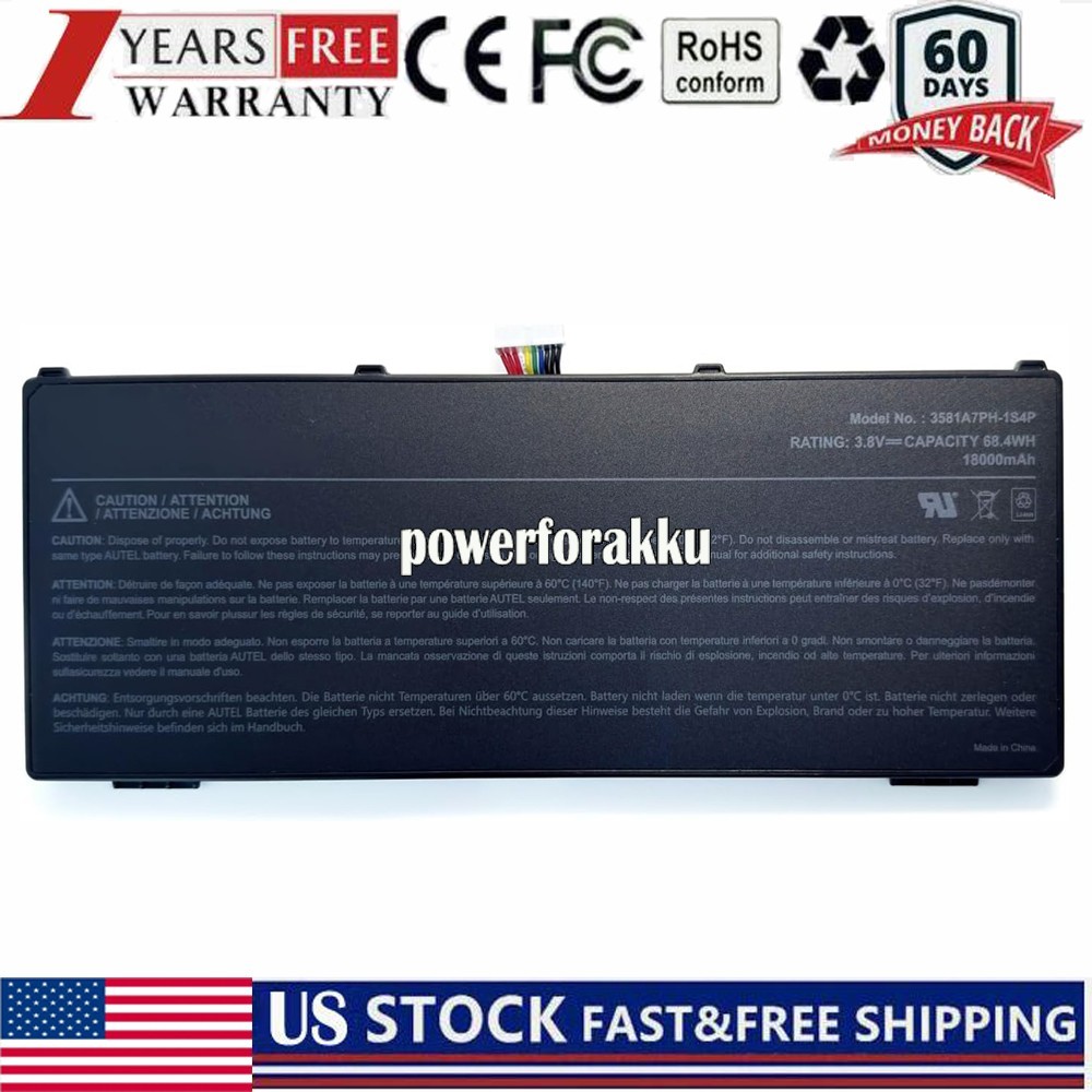 Replacement 3581A7PH-1S4P Battery For Autel Diagnostic Scan Series 3.8V 18000mAh