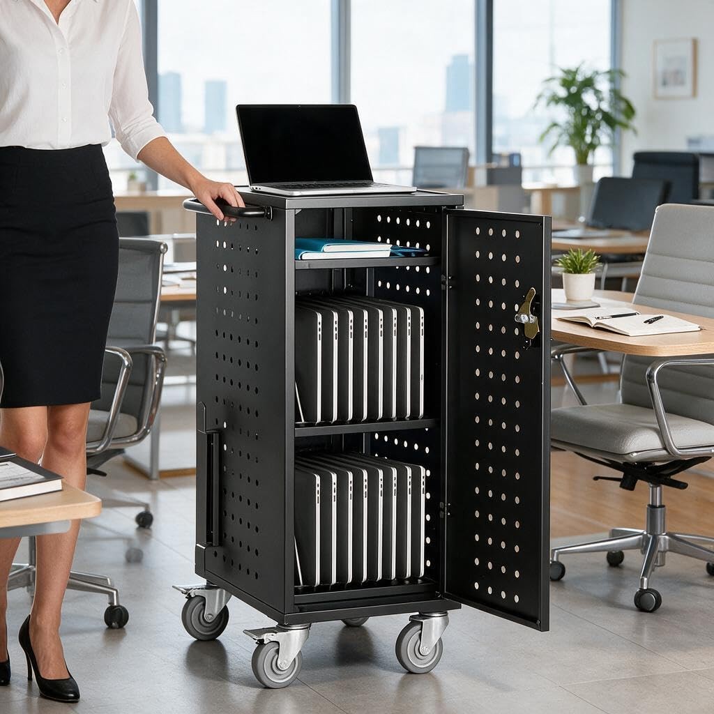 Charging Cart Mobile Locking Storage 16/20/32 Devices for Laptop & Tablet