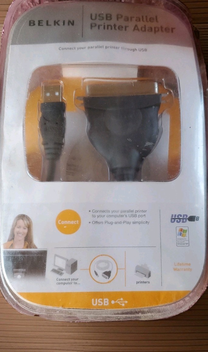 NEW Belkin USB Parallel Printer Adapter w/ Installation Software F5U002v1 J101