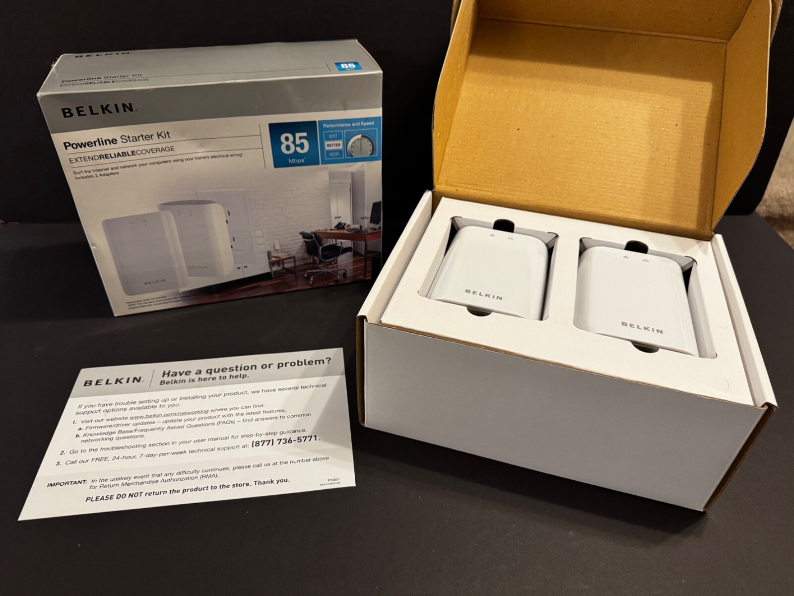 Belkin Powerline Starter kit Network Adapter F5D4073 Transmitter Receiver (MINT)