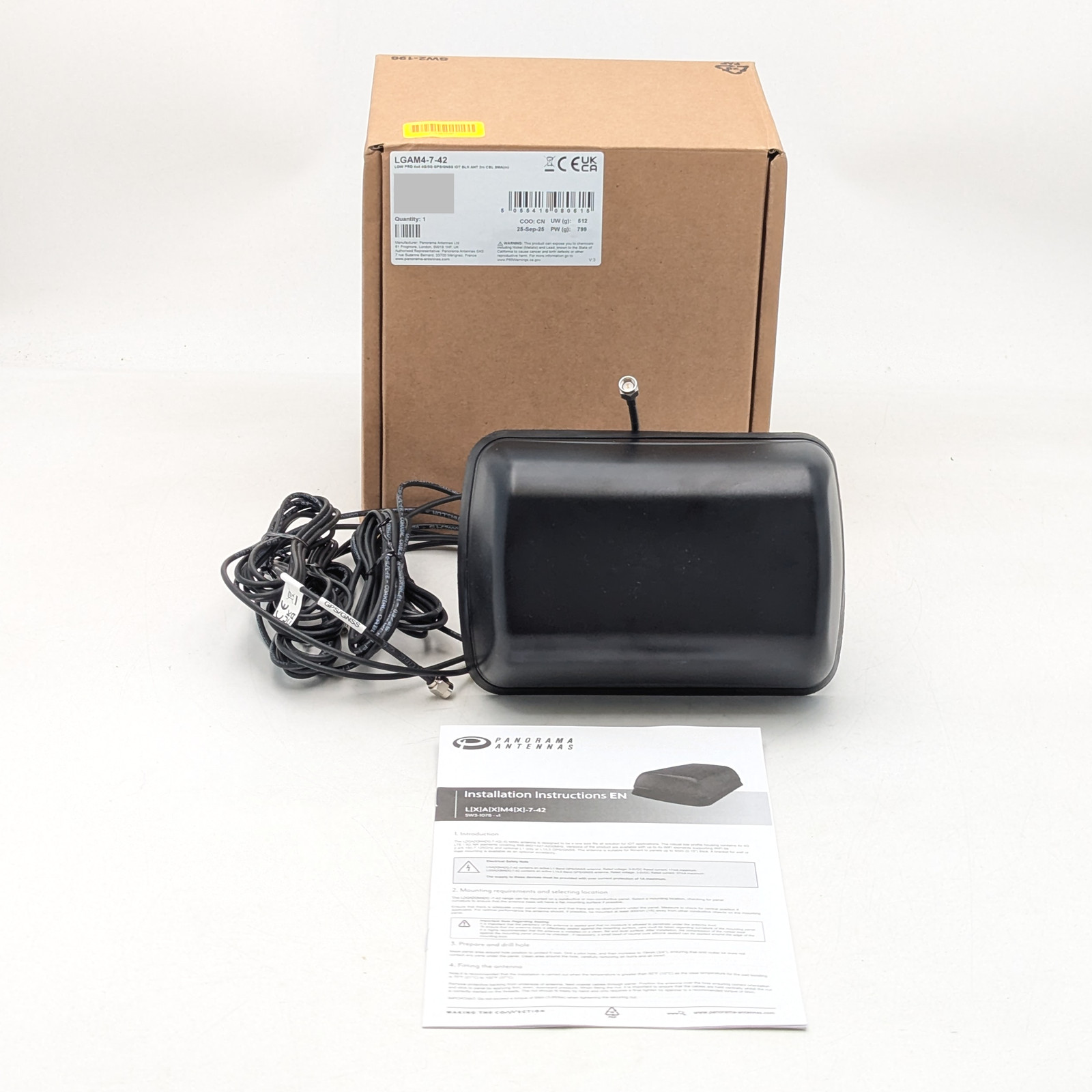Panorama Antennas LOW Pro 4x4 4G/5G GPS/GNSS IOT Antenna (LGMA4-7-42) | Black